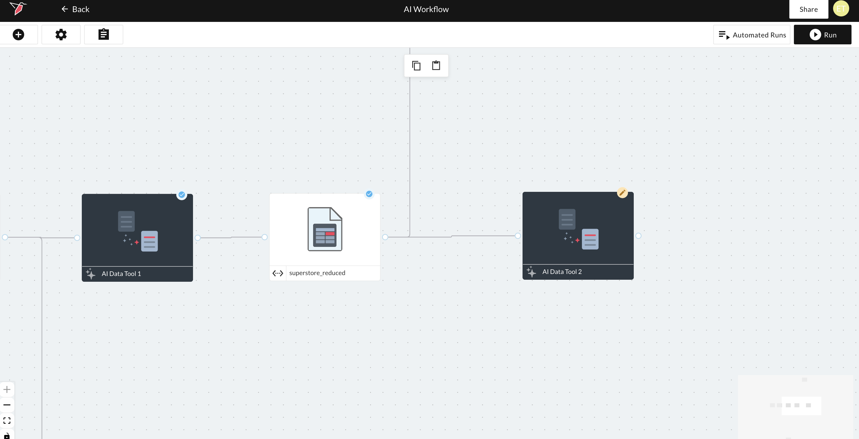 AI Data Tool rerun console and run history panel
