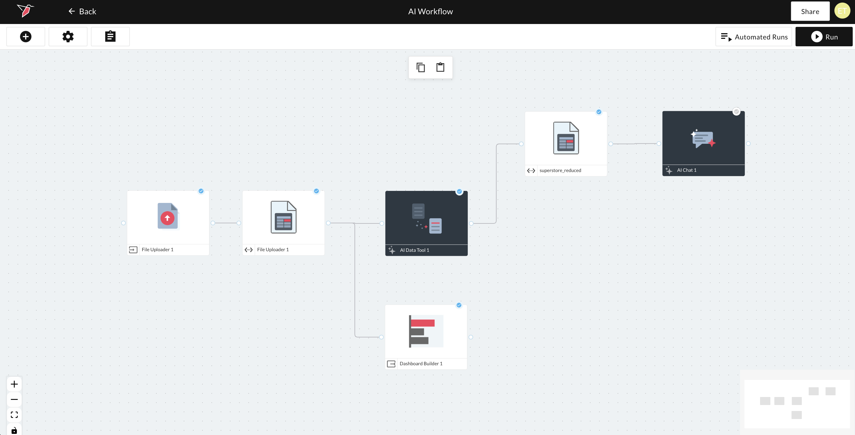 Workflow builder canvas overview