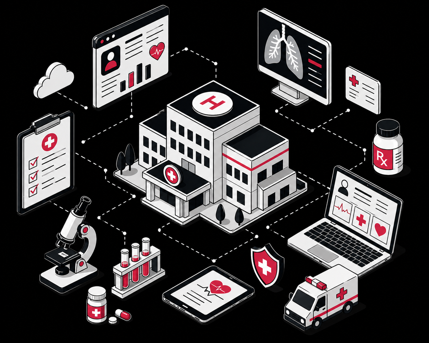 Healthcare data automation illustration