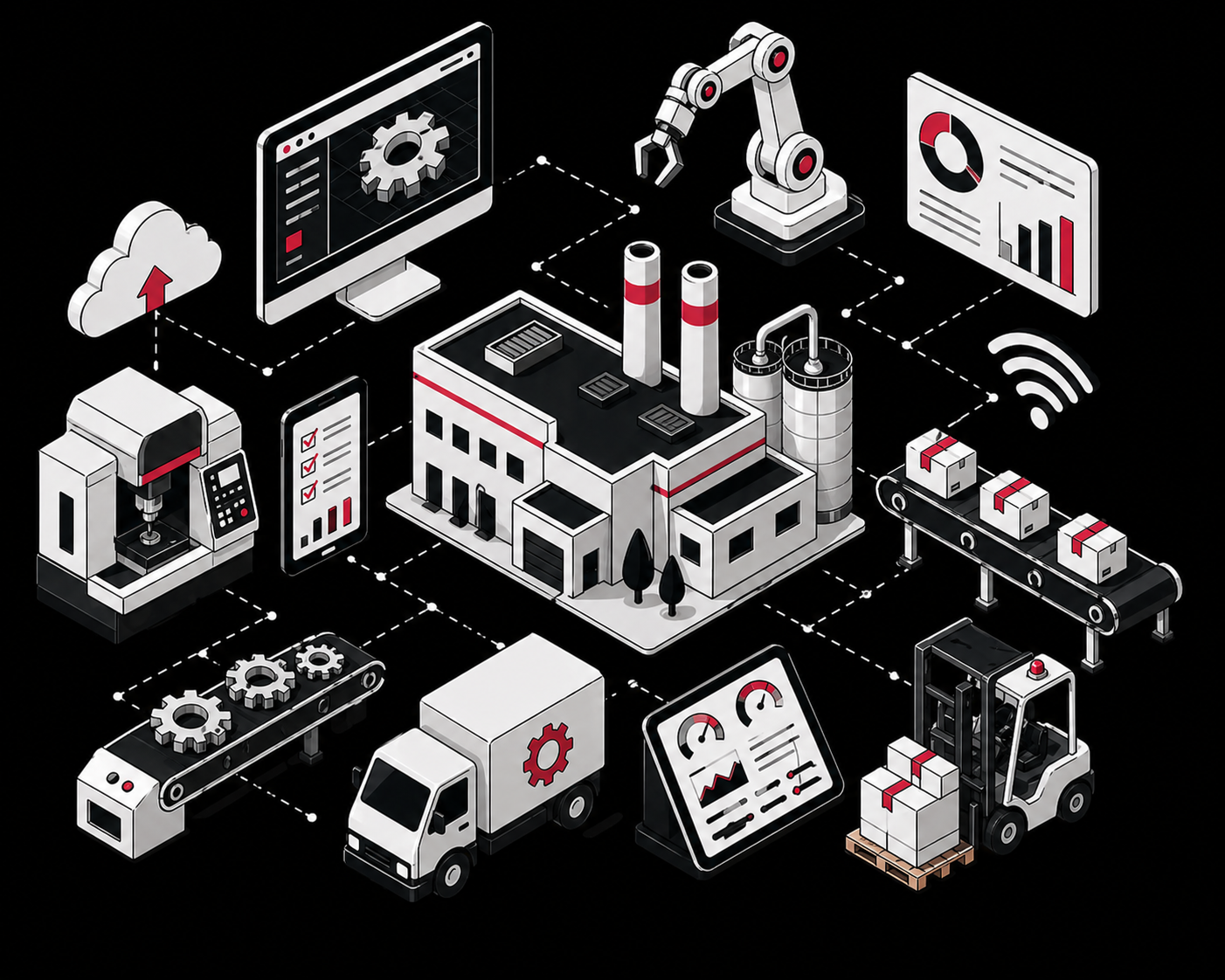 Manufacturing operations automation illustration