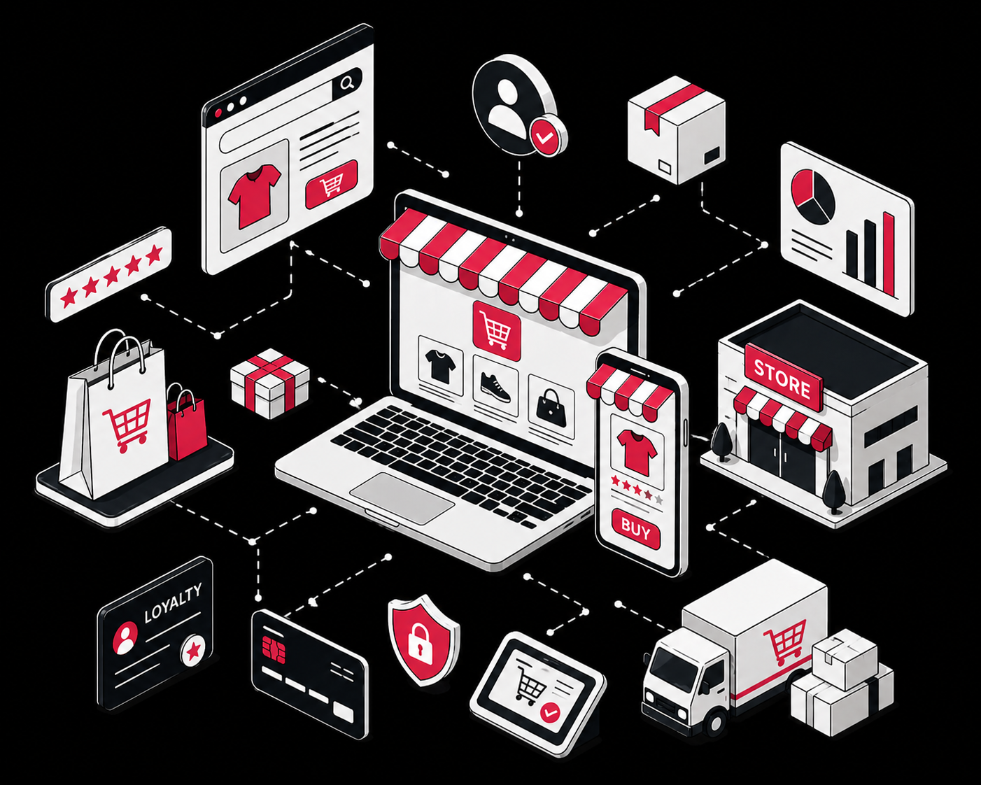 Retail and e-commerce data automation illustration