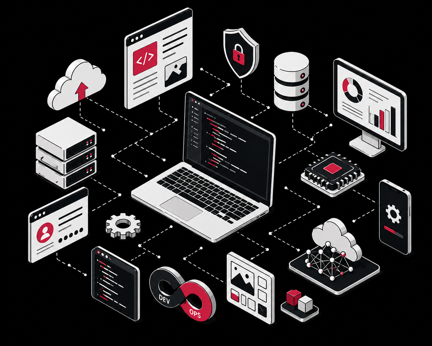 Technology company analytics workflow illustration